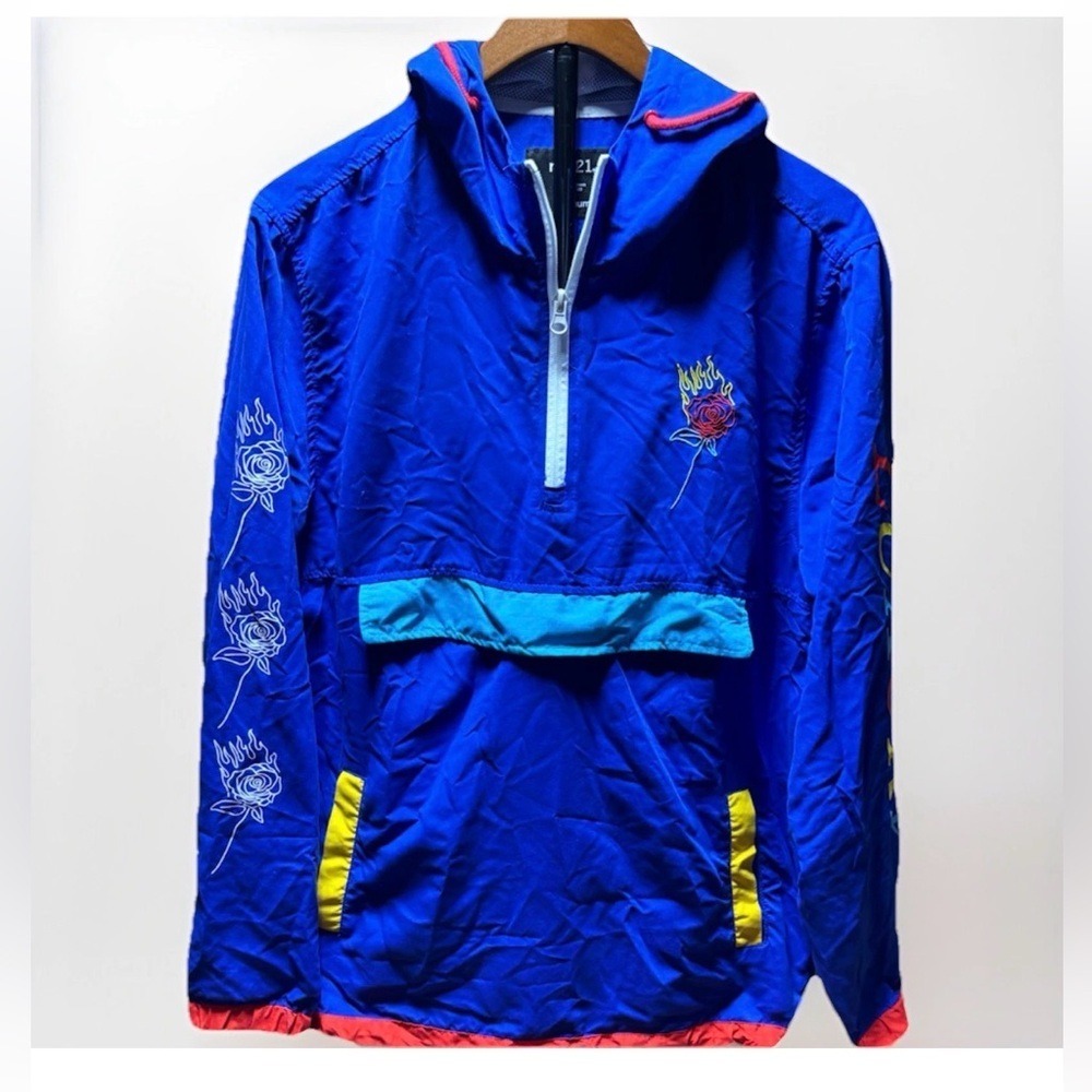 Rue21 Y2K Medium Pullover Windbreaker Jacket Embroidered Back Graphic Mall Brand